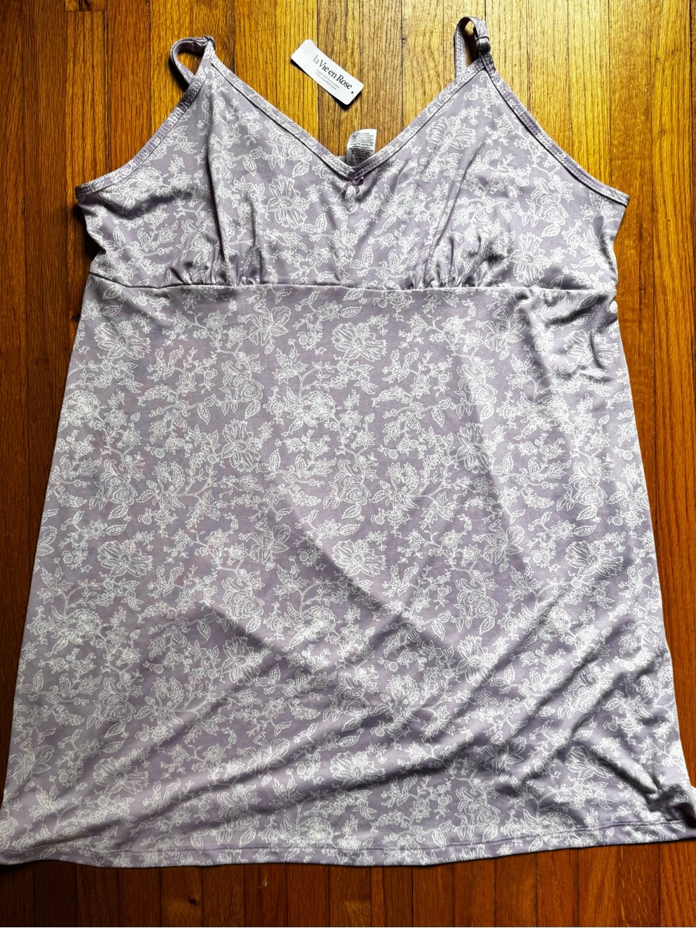 La Vie En Rose Lavender Floral Chemise with Adjustable Straps